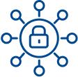 Protect institutional reputation Icon of a padlock within a connected network, symbolizing efforts to protect institutional reputation.